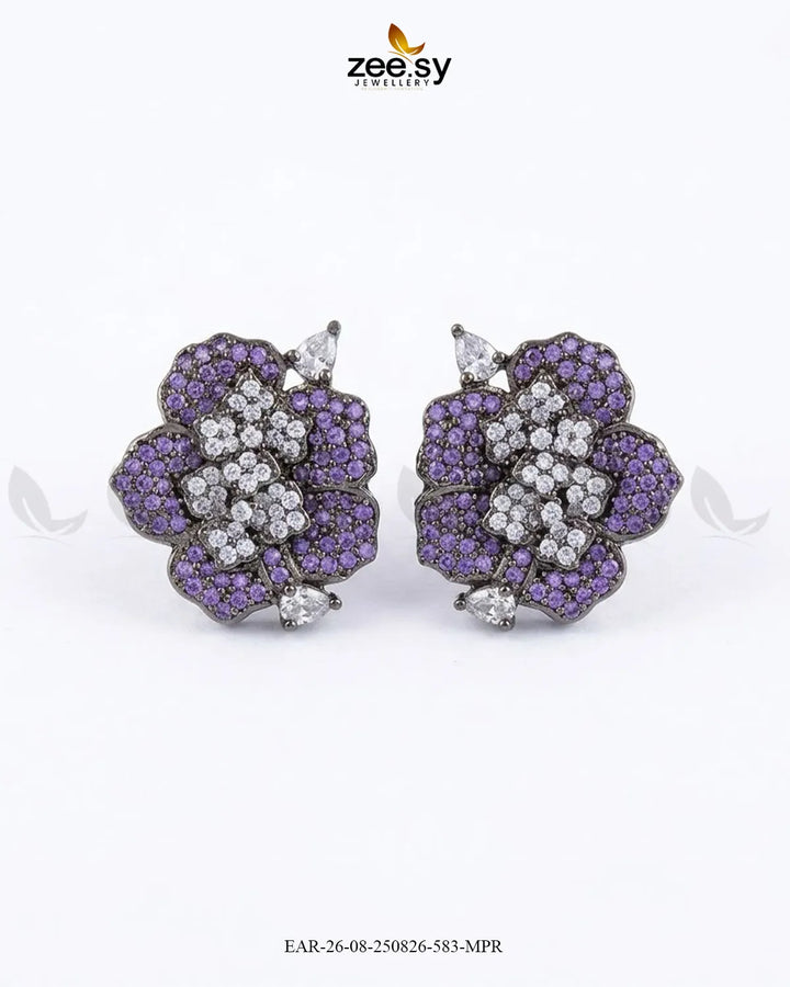 Forest Pave Zircon Earrings - Metallic Earrings - Zeesy Jewellery Pakistan | Premium Artificial & Imitation Jewellery