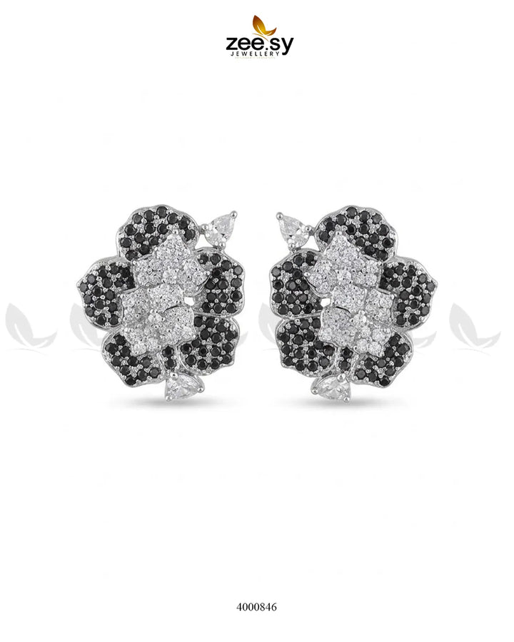 Forest Pave Zircon Earrings - Silver Earrings - Zeesy Jewellery Pakistan | Premium Artificial & Imitation Jewellery