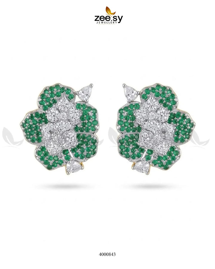 Forest Pave Zircon Earrings - Silver Earrings - Zeesy Jewellery Pakistan | Premium Artificial & Imitation Jewellery