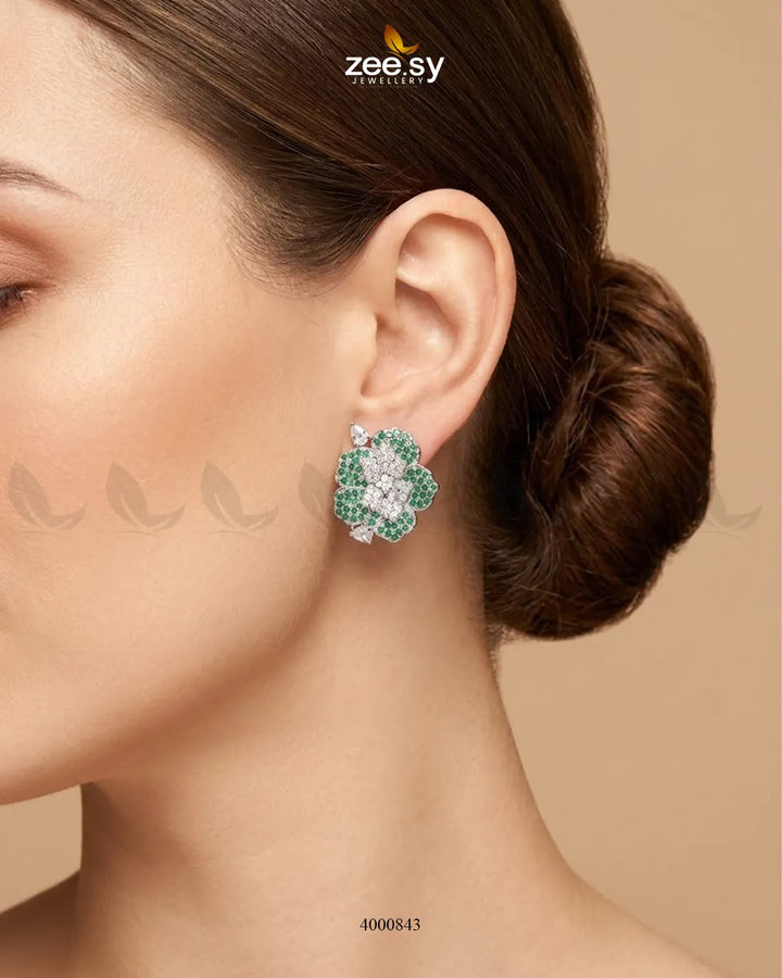 Forest Pave Zircon Earrings - Silver Earrings - Zeesy Jewellery Pakistan | Premium Artificial & Imitation Jewellery