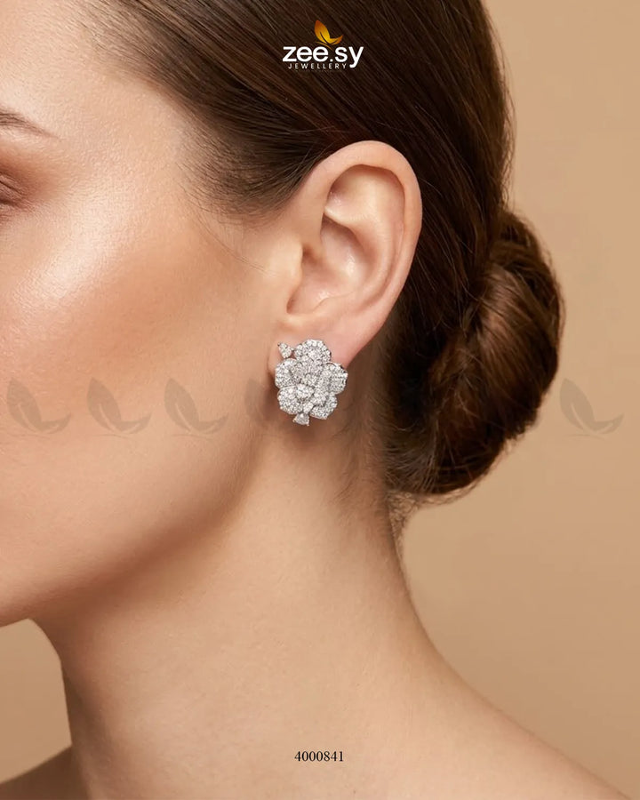 Forest Pave Zircon Earrings - Silver Earrings - Zeesy Jewellery Pakistan | Premium Artificial & Imitation Jewellery