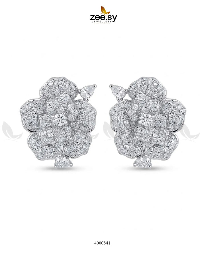 Forest Pave Zircon Earrings - Silver Earrings - Zeesy Jewellery Pakistan | Premium Artificial & Imitation Jewellery