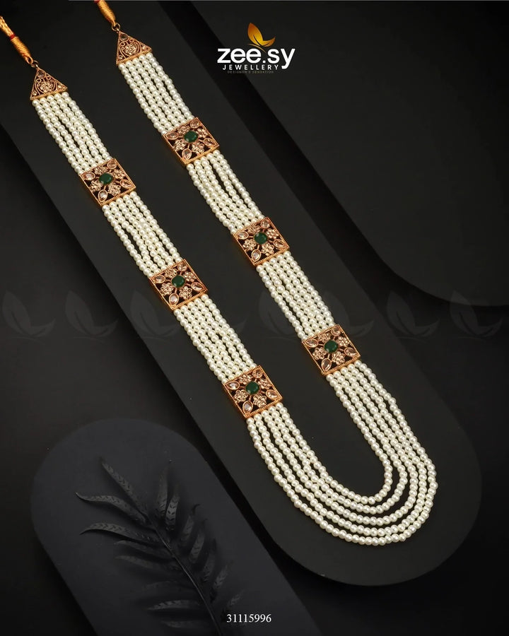 Heritage Malla Regal Necklace Golden Green Malla Necklace - Zeesy Jewellery Pakistan | Premium Artificial & Imitation Jewellery