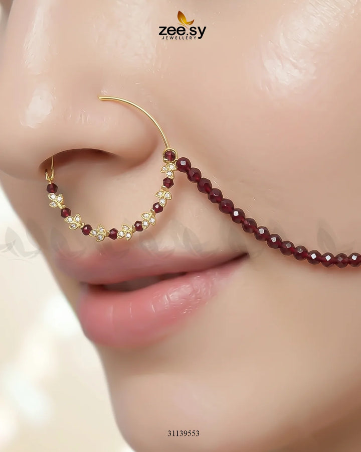 Garnet Crystal Minimal Nose Ring Red Nose ring - Zeesy Jewellery Pakistan | Premium Artificial & Imitation Jewellery