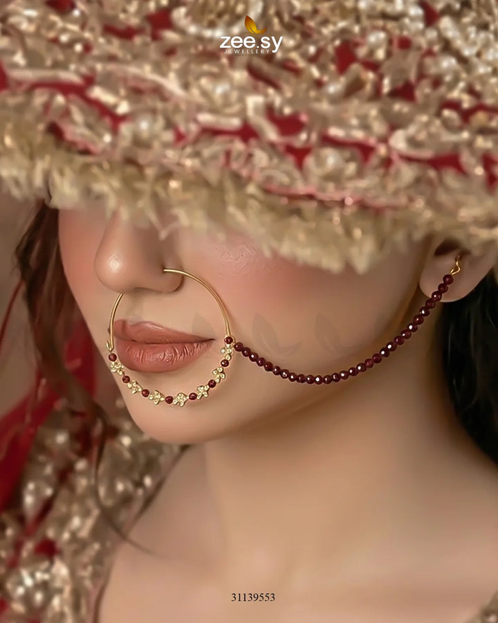 Garnet Crystal Minimal Nose Ring Ruby Red Nose ring - Zeesy Jewellery Pakistan | Premium Artificial & Imitation Jewellery