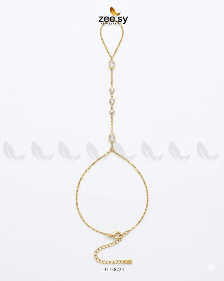 Gilded Crystal Link Finger Bracelet Bracelet - Zeesy Jewellery Pakistan | Premium Artificial & Imitation Jewellery