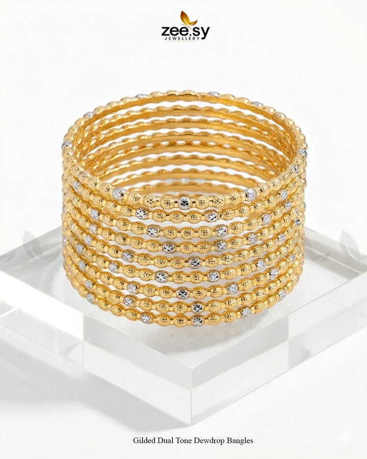 Gilded Dual Tone Dewdrop Bangles Bangles - Zeesy Jewellery Pakistan | Premium Artificial & Imitation Jewellery
