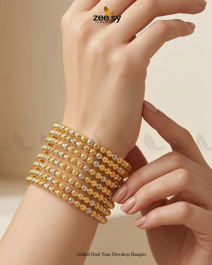 Gilded Dual Tone Dewdrop Bangles Bangles - Zeesy Jewellery Pakistan | Premium Artificial & Imitation Jewellery