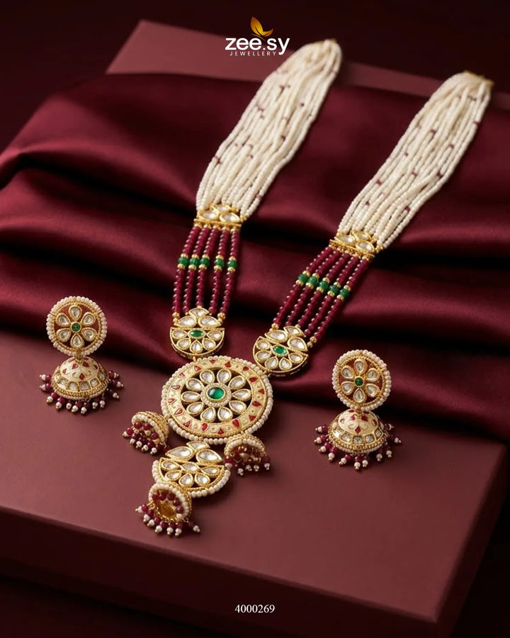 Gleam Beaded Pearl Malla Set