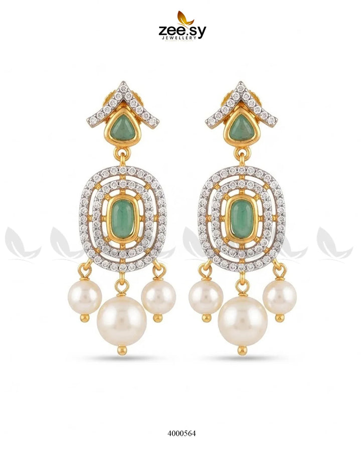 Gleam Pearl Zircon Earrings Earrings - Zeesy Jewellery Pakistan | Premium Artificial & Imitation Jewellery