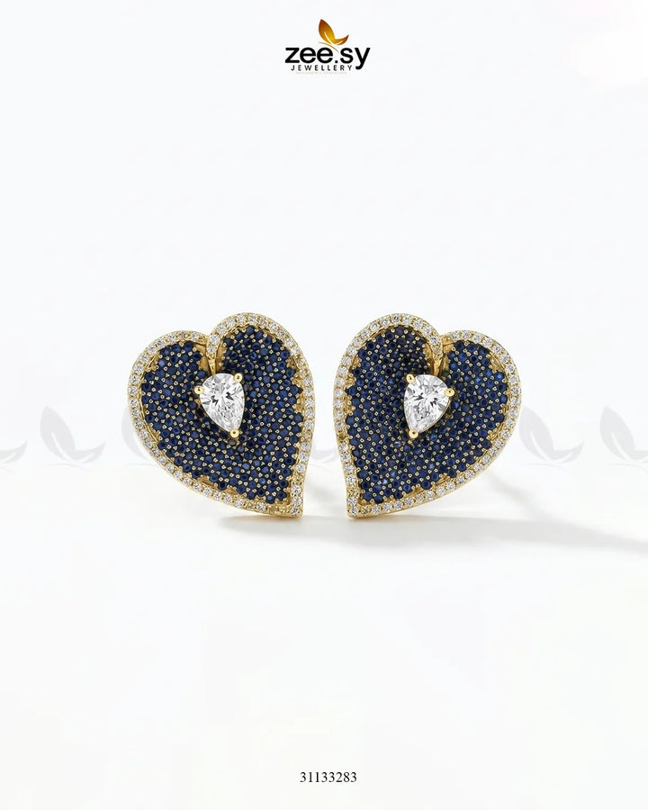 Golden Heart Cluster Pendant Set Pendant - Zeesy Jewellery Pakistan | Premium Artificial & Imitation Jewellery