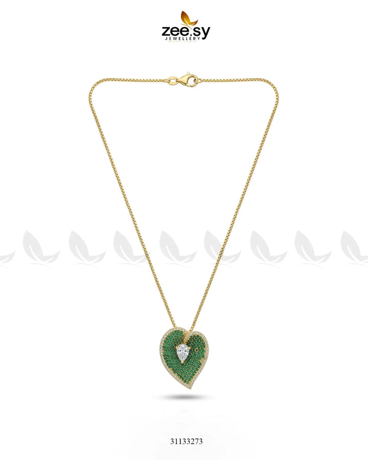 Golden Heart Cluster Pendant Set Pendant - Zeesy Jewellery Pakistan | Premium Artificial & Imitation Jewellery