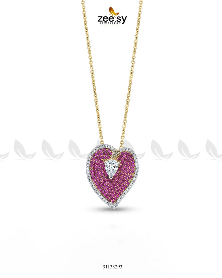 Golden Heart Cluster Pendant Set Pendant - Zeesy Jewellery Pakistan | Premium Artificial & Imitation Jewellery