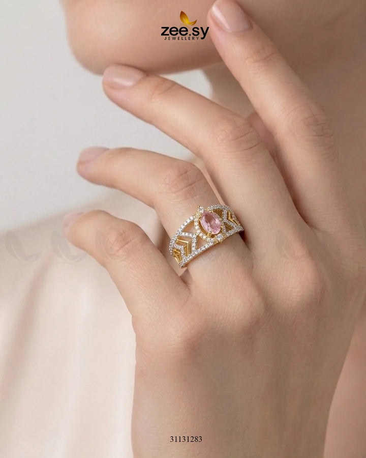 Golden Majestic Oval Stone Ring
