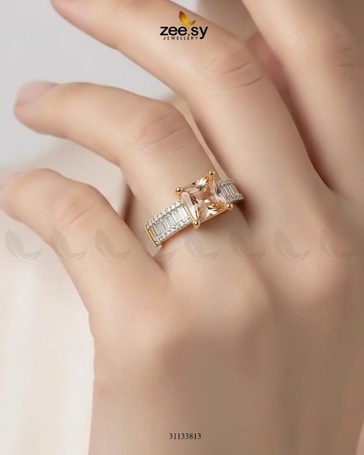 Golden Pretty Bold Stone Ring