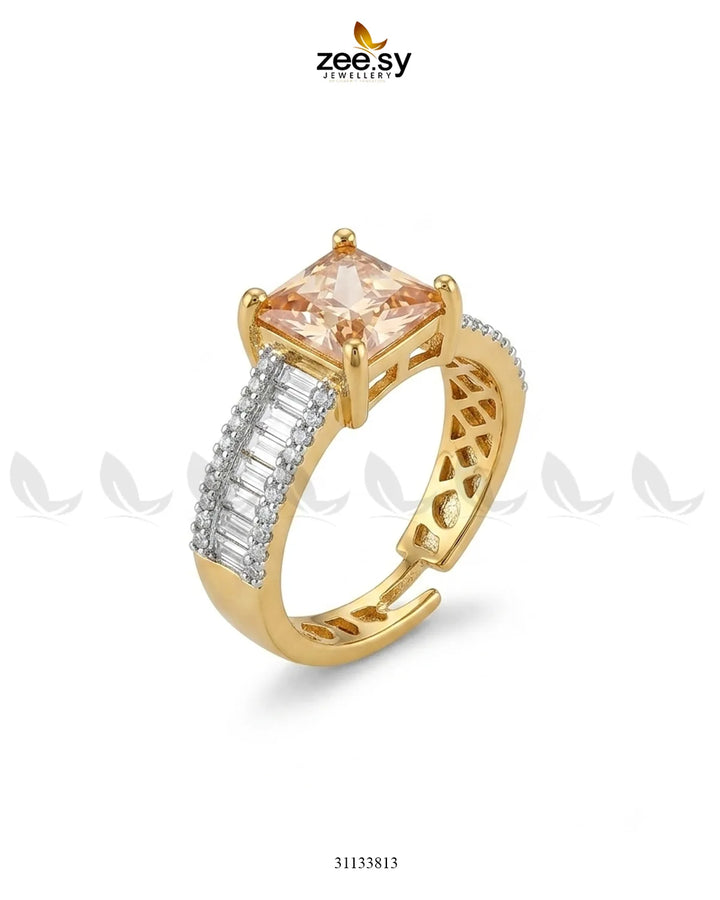 Golden Pretty Bold Stone Ring