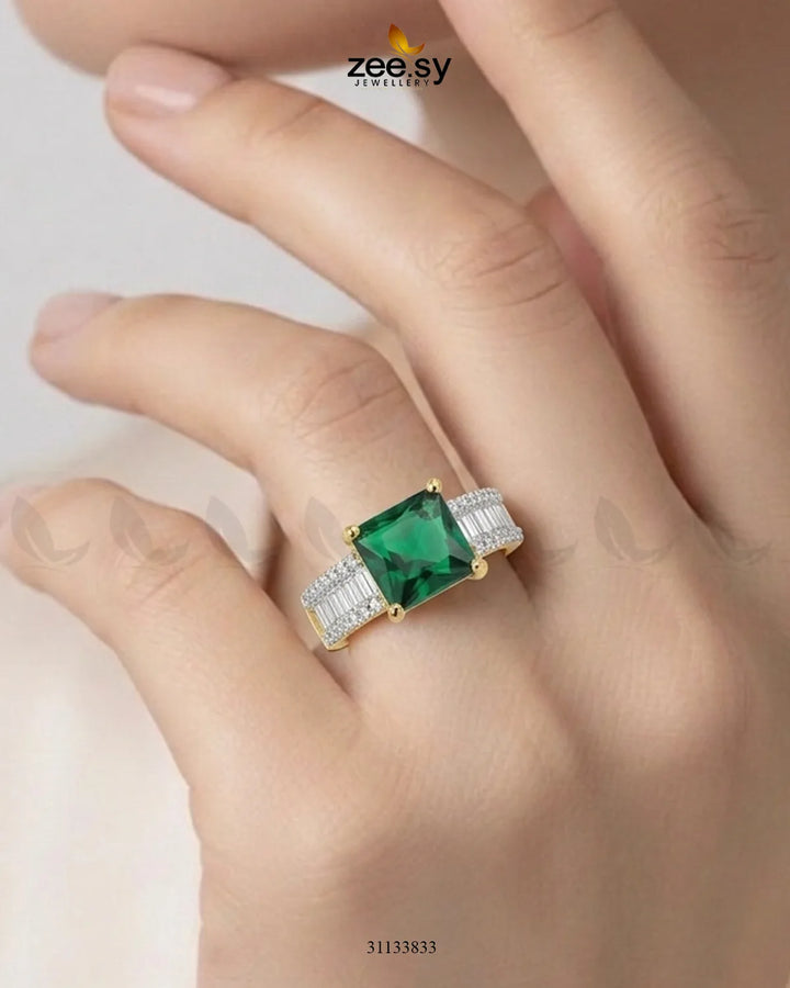 Golden Pretty Bold Stone Ring