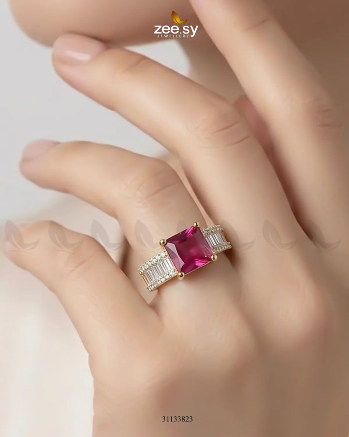 Golden Pretty Bold Stone Ring