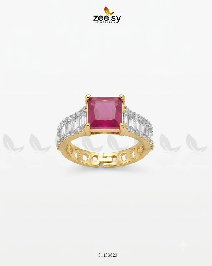 Golden Pretty Bold Stone Ring