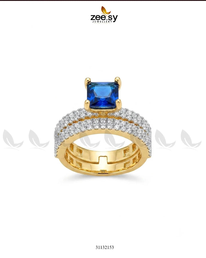 Golden Sensational Bold Stone Ring Finger Ring - Zeesy Jewellery Pakistan | Premium Artificial & Imitation Jewellery