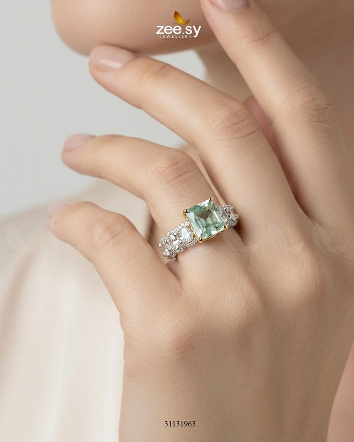 Golden Solitaire Center Stone Ring Finger Ring - Zeesy Jewellery Pakistan | Premium Artificial & Imitation Jewellery