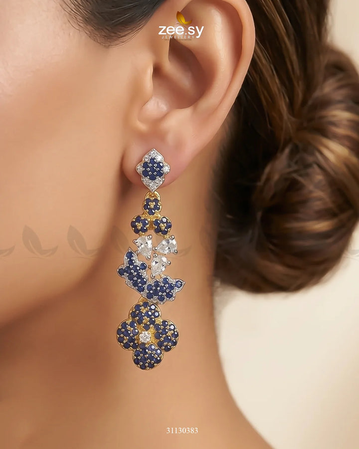 Golden Starburst Gemstone Earrings Earrings - Zeesy Jewellery Pakistan | Premium Artificial & Imitation Jewellery