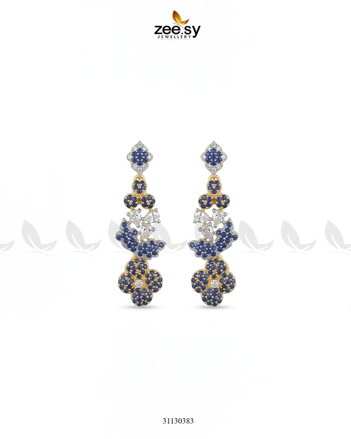 Golden Starburst Gemstone Earrings Golden Blue Earrings - Zeesy Jewellery Pakistan | Premium Artificial & Imitation Jewellery