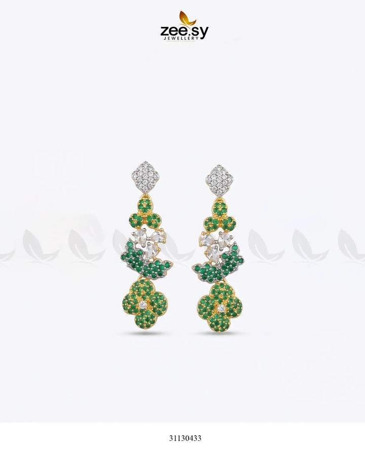 Golden Starburst Gemstone Earrings Earrings - Zeesy Jewellery Pakistan | Premium Artificial & Imitation Jewellery