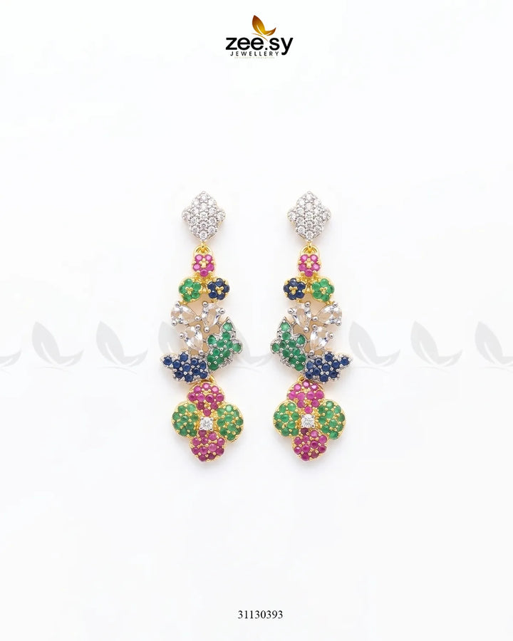 Golden Starburst Gemstone Earrings Golden Multi Earrings - Zeesy Jewellery Pakistan | Premium Artificial & Imitation Jewellery