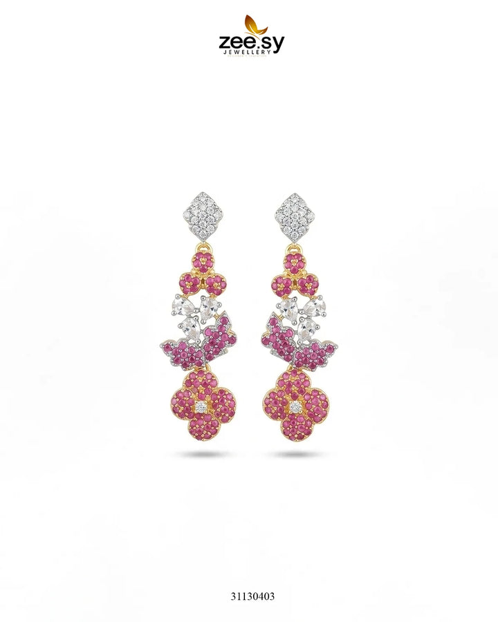Golden Starburst Gemstone Earrings Golden Ruby Earrings - Zeesy Jewellery Pakistan | Premium Artificial & Imitation Jewellery