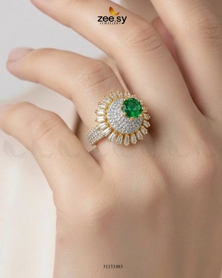 Golden Sterling Cluster Pave Ring