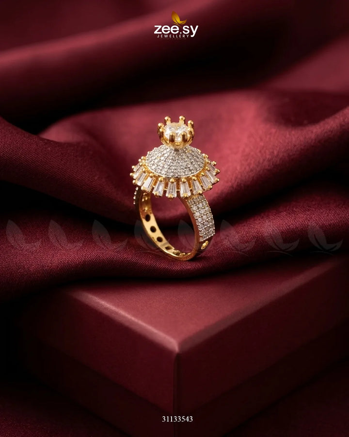 Golden Sterling Cluster Pave Ring