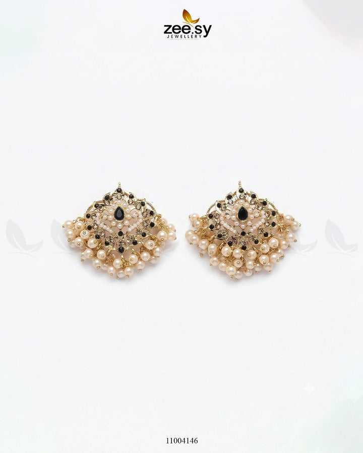 Hyderabadi Pearl Drop Earrings Black Earrings - Zeesy Jewellery Pakistan | Premium Artificial & Imitation Jewellery