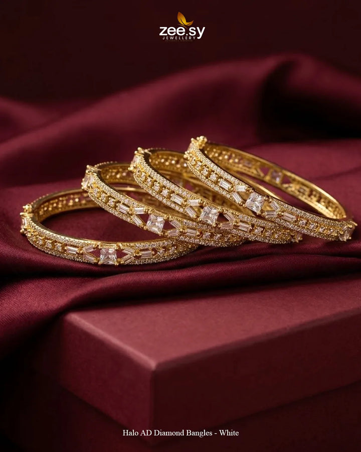 Halo AD Diamond Bangles - White