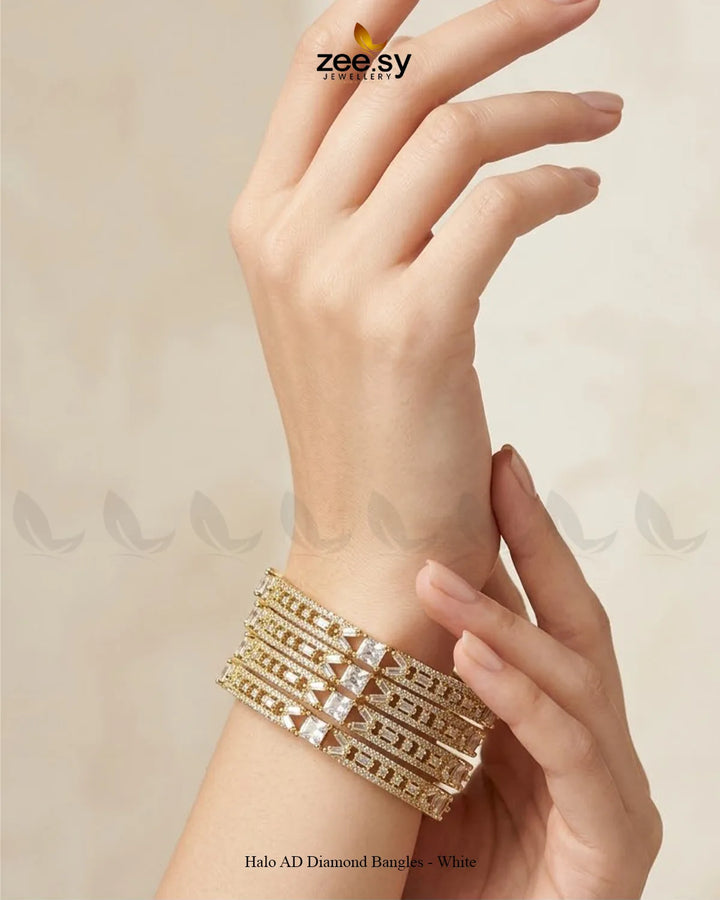 Halo AD Diamond Bangles - White