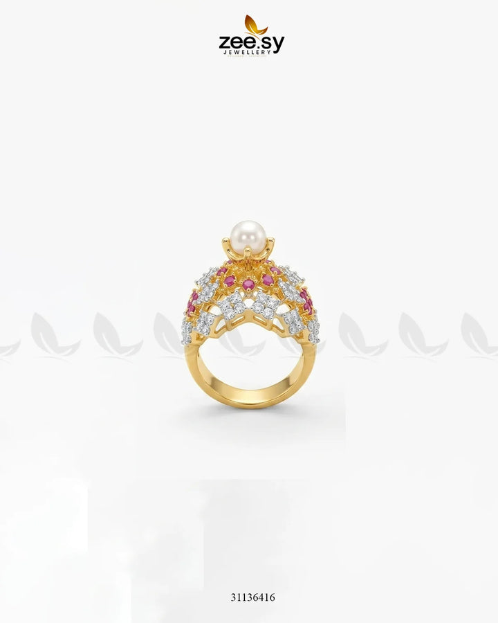 Imperial Bloom Cluster Ring Finger Ring - Zeesy Jewellery Pakistan | Premium Artificial & Imitation Jewellery