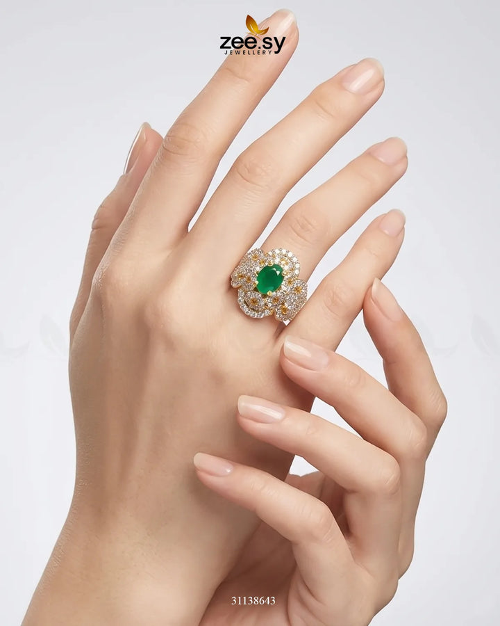 Imperial Orchid Statement Ring Finger Ring - Zeesy Jewellery Pakistan | Premium Artificial & Imitation Jewellery