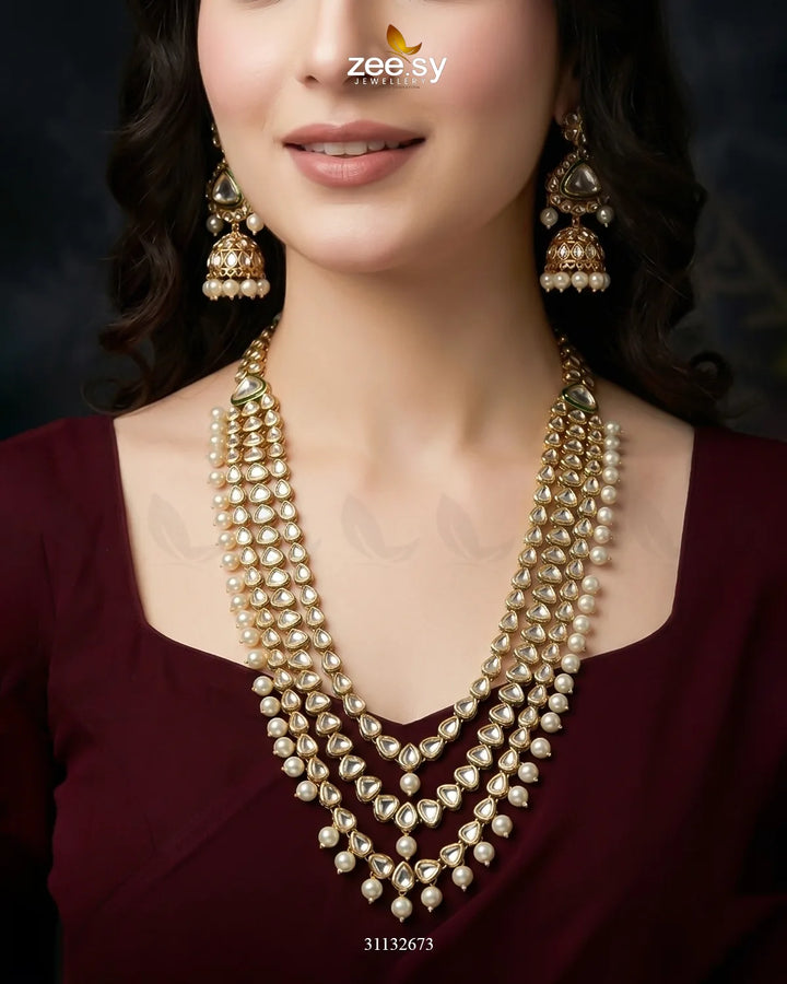 Imperial Pearl Kundan Malla Set Malla Necklace - Zeesy Jewellery Pakistan | Premium Artificial & Imitation Jewellery