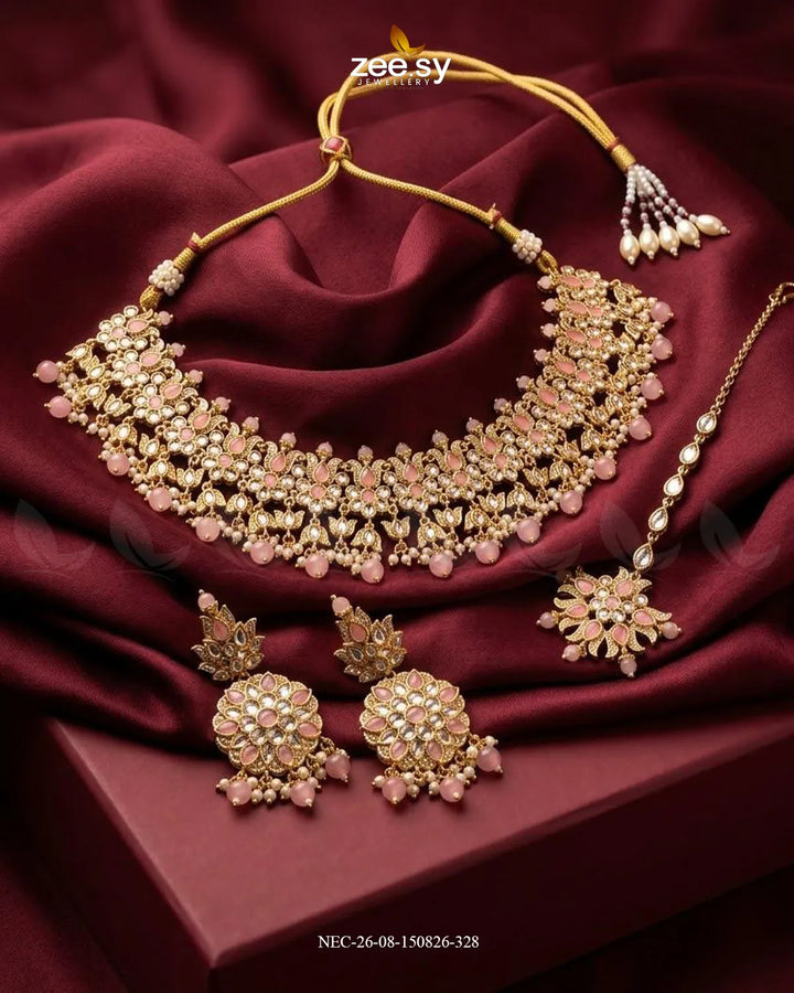 Jade Blossom Drop Necklace Set