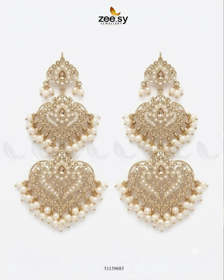 Jasmine Cut Heritage Pearl Earrings Earrings - Zeesy Jewellery Pakistan | Premium Artificial & Imitation Jewellery