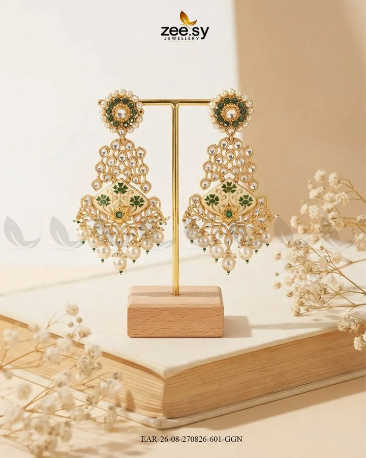Jasmine Kundan Pearl Earring Earrings - Zeesy Jewellery Pakistan | Premium Artificial & Imitation Jewellery