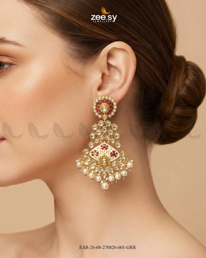 Jasmine Kundan Pearl Earring Earrings - Zeesy Jewellery Pakistan | Premium Artificial & Imitation Jewellery