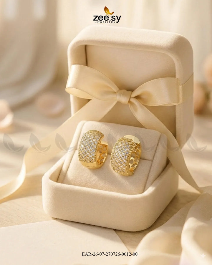Lattice Pave Zirconia Huggie Earrings Earrings - Zeesy Jewellery Pakistan | Premium Artificial & Imitation Jewellery