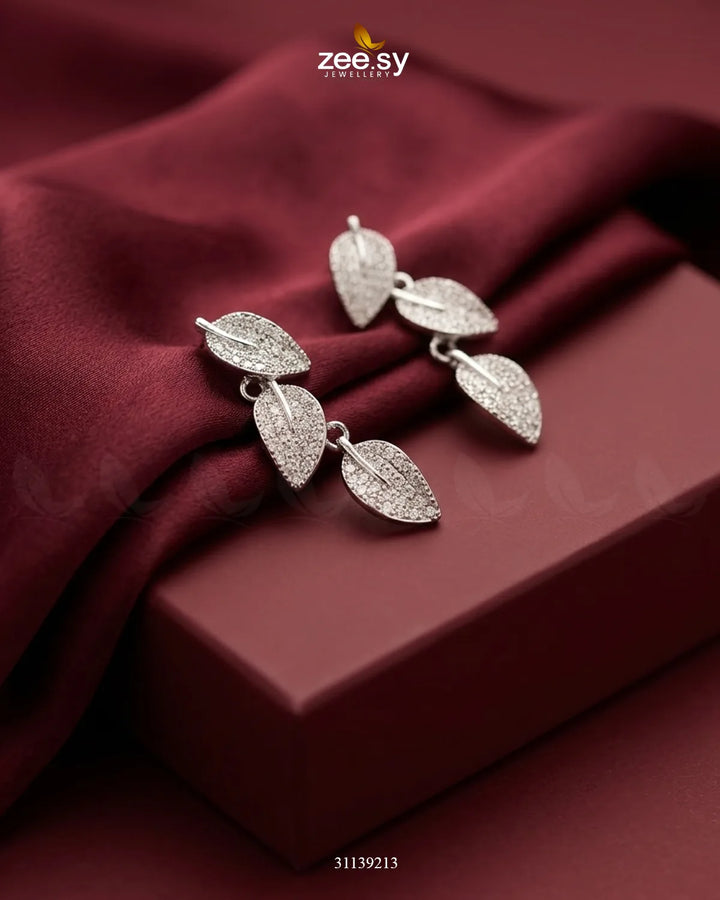 Leaf Zircon Dangle Earrings