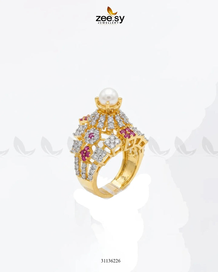 Luxurious Diamond Cluster Ring Finger Ring - Zeesy Jewellery Pakistan | Premium Artificial & Imitation Jewellery