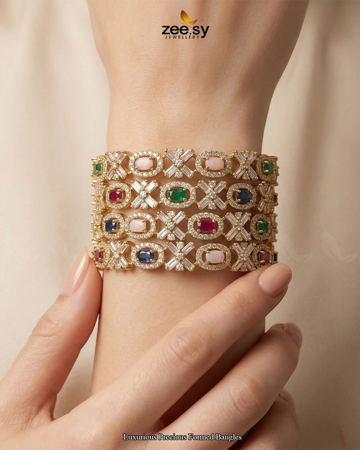 Luxurious Precious Formed Bangles - Multi BANGLES - Zeesy Jewellery Pakistan | Premium Artificial & Imitation Jewellery