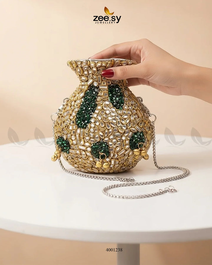 Luxury Kundan Potli Clutch Bag ACCESSORIES - Zeesy Jewellery Pakistan | Premium Artificial & Imitation Jewellery
