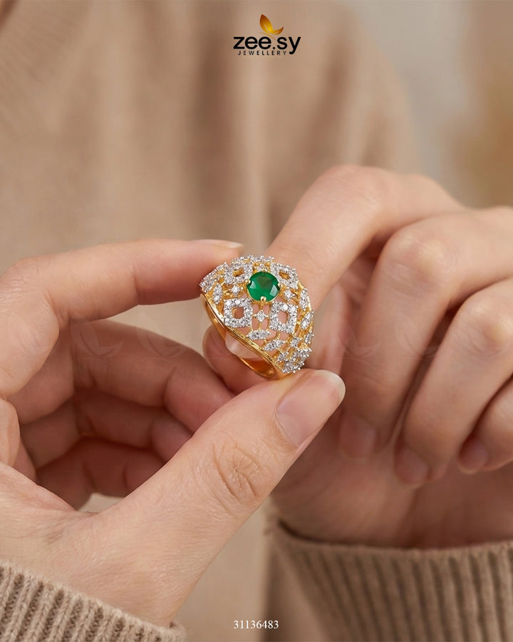 Majestic Geometric Gemstone Ring Finger Ring - Zeesy Jewellery Pakistan | Premium Artificial & Imitation Jewellery