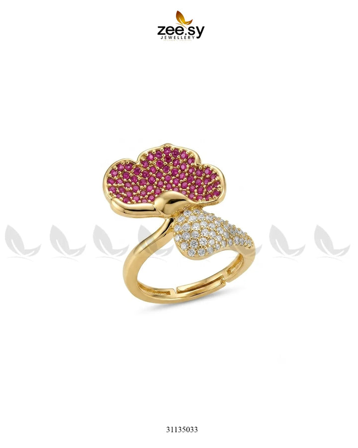 Golden Statement Gemstone Ring Finger Ring - Zeesy Jewellery Pakistan | Premium Artificial & Imitation Jewellery