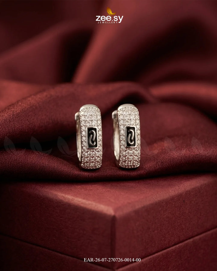 Micro Zirconia Monogram Hoop Earrings Earrings - Zeesy Jewellery Pakistan | Premium Artificial & Imitation Jewellery
